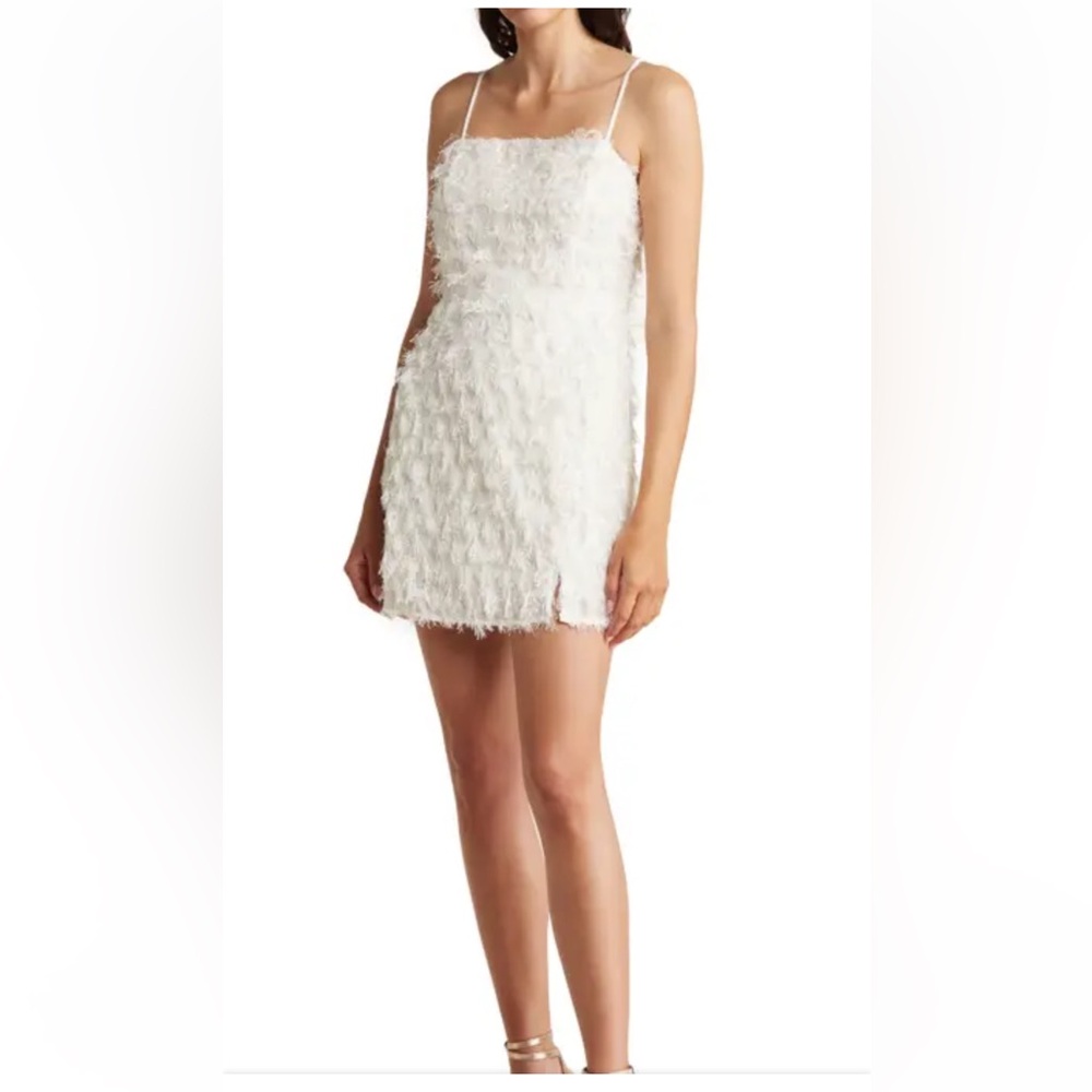 Lush Textured Fringe dress in cream size S. NWOT.